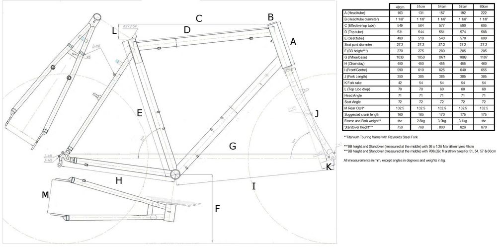 Touring Bike Size Chart