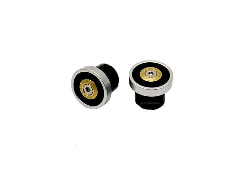 GILLES BERTHOUD Anodised/Black Leather Bar End Plug (single) click to zoom image