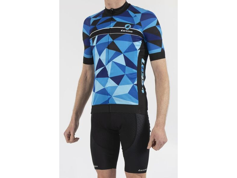 LUSSO Shattered Blue Short Sleeve Jersey click to zoom image